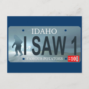"I Saw 1" Sasquatch License Bord Briefkaart