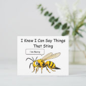 I Say Things That Sting Funny Wasp Apology Briefkaart (Staand voorkant)