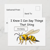 I Say Things That Sting Funny Wasp Apology Briefkaart (Voorkant / Achterkant)