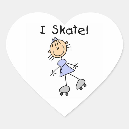 I Schaats - Meisje Rolschaatser Hart Sticker (Voorkant)