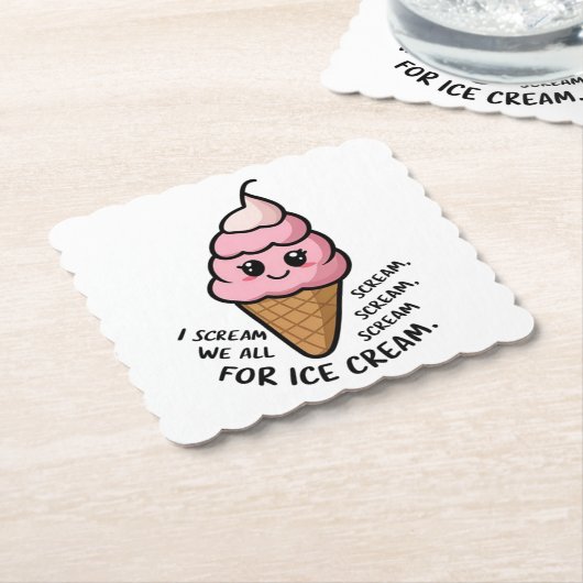I Scream for Ice Cream Kartonnen Onderzetters (Gebogen)