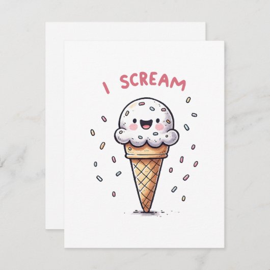 I Scream Ice Cream Cone met Sprinkles Informatiekaartje (Voorkant / Achterkant)