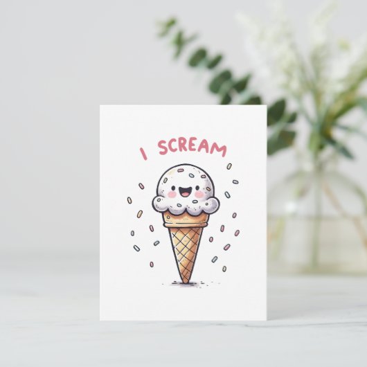 I Scream Ice Cream Cone met Sprinkles Informatiekaartje (Staand voorkant)