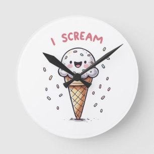 I Scream Ice Cream Cone met Sprinkles Ronde Klok