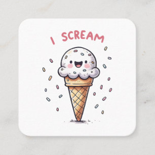 I Scream Ice Cream Cone met Sprinkles Vierkante Visitekaartje
