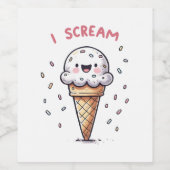 I Scream Ice Cream Cone met Sprinkles Wijn Etiket (Enkel label)