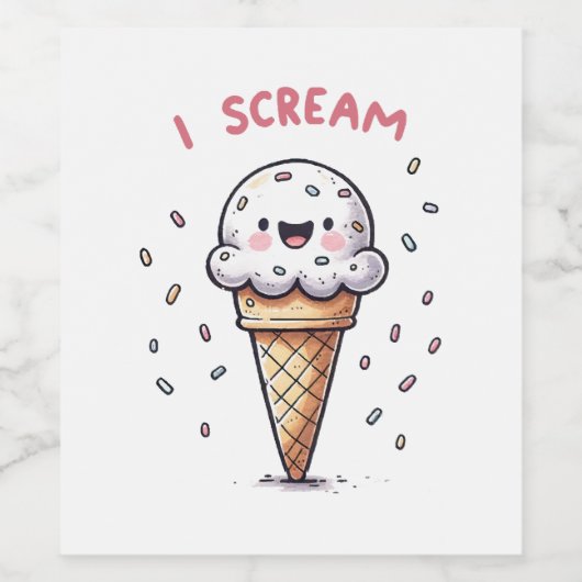 I Scream Ice Cream Cone met Sprinkles Wijn Etiket (Enkel label)