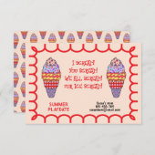 I Scream Playdate Invitation Kaart (Voorkant / Achterkant)