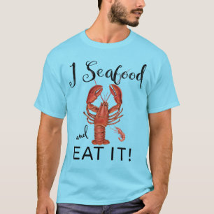 I Seafood en eet het op, Lobster, garnaal, Mannen T-shirt