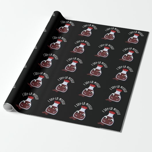 I Soy-ld Myself Funny Soy Sauce Pun Dark BG Cadeaupapier (Uitgerold)