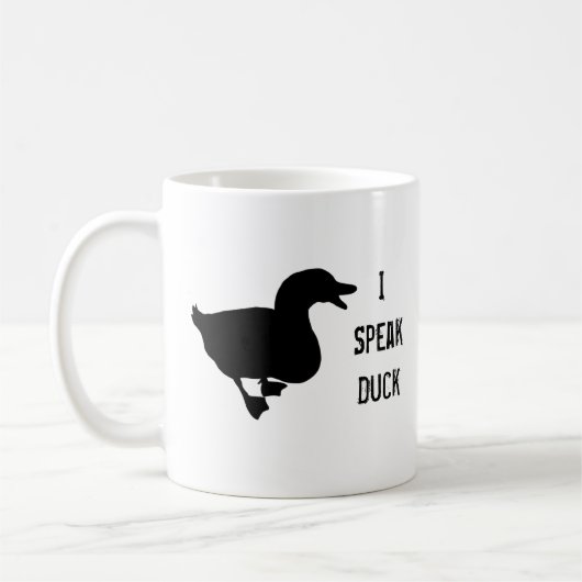 "I Speak Duck" Pekin Duck Silhouette Coffee Mok (Links)