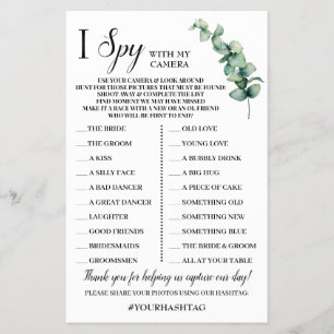 I Spy Weddenschap Opvang Eucalyptus Game Card Flyer