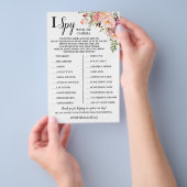I Spy Weddenschap Reception Pink Flowers Game Kaar Flyer (Hand)
