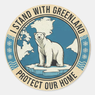 I Stand With Greenland Polar Bear Ronde Sticker