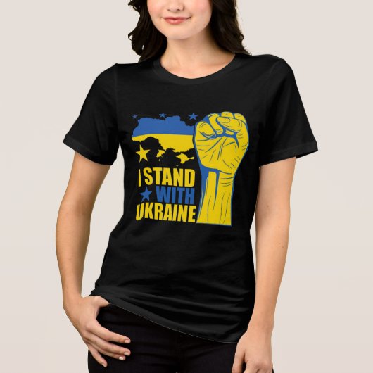 I stand with Ukraine. Support Ukraine. Tri-Blend S Shirt (Voorkant)