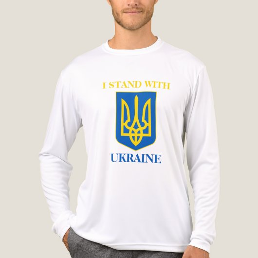 I Stand With Ukraine & Ukrainian Flag & Trident Tri-Blend Shirt (Voorkant volledig)