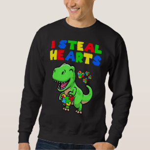 I Steal Hearts Autisme Awareness Puzzle T Rex Dino Trui