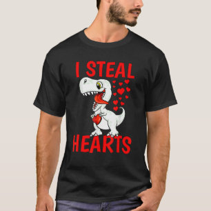 I Steal Hearts for Boys Valentijnsdag Kinder Dinos T-shirt