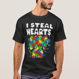 I Steal Hearts Puzzle Autism Awareness Cute Elepha T-shirt