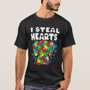 I Steal Hearts Puzzle Autism Awareness Cute Elepha T-shirt