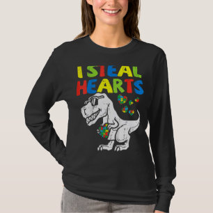 I Steal Hearts Puzzle Autism Awareness T Rex Dinos T-shirt