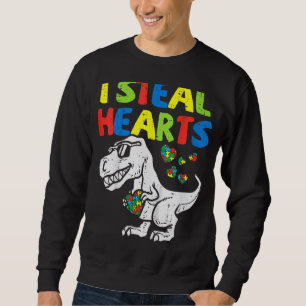 I Steal Hearts Puzzle Autism Awareness T Rex Dinos Trui