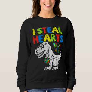 I Steal Hearts Puzzle Autism Awareness T Rex Dinos Trui