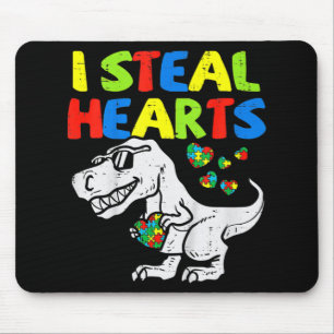 I Steal Hearts Trex Dinosaur Kinder Boys Autisme A Muismat