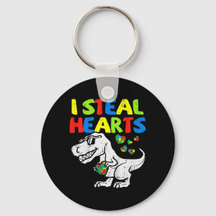 I Steal Hearts Trex Dinosaur Kinder Boys Autisme A Sleutelhanger