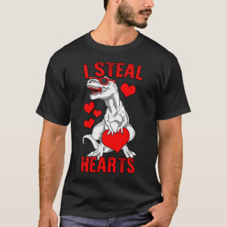 I Steal Hearts Valentijnsdag Funny Dinosaur Boys T-shirt