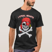 I Steal Hearts Valentijnsdag Jolly Roger Pirate S T-shirt (Voorkant)