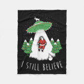 I Still Believe Santa Claus Alien Spaceship Funny Fleece Deken (Voorkant)