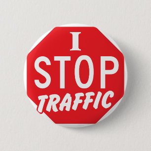 I STOP Verkeer met rood stopteken Ronde Button 5,7 Cm