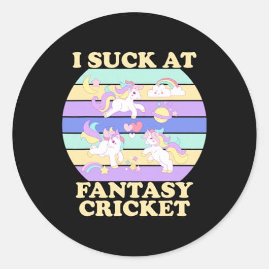 I Suck At Fantasy Cricket Funny Ff League Loser  Ronde Sticker (Voorkant)