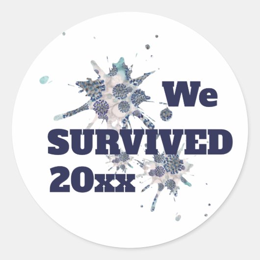 I Survive Bleu Covid Virus Classic Round Sticker (Devant)