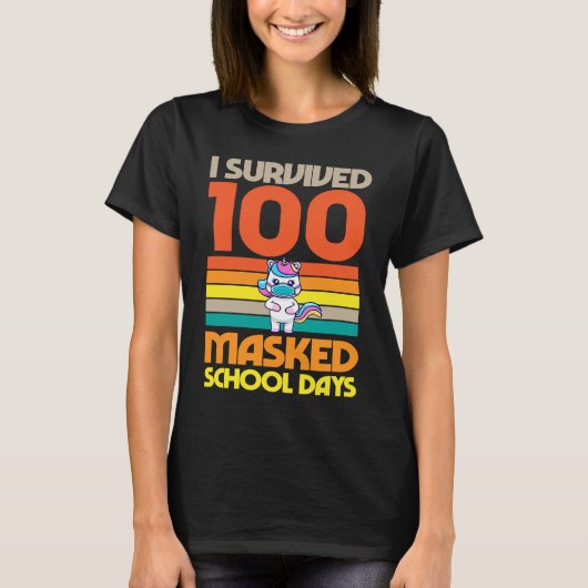 I Survived 100 Masked School Days 100 Days Of Scho T-shirt (Voorkant)