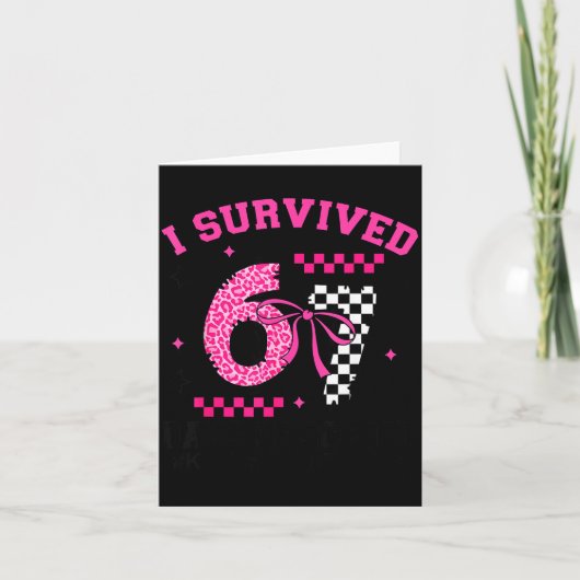 I Survived 67 Days Leopard Checkered 67 Kindergart Kaart (Voorkant)