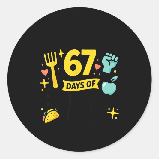 I Survived 67 Days Of Cafeteria Chaos Lunch Lady S Ronde Sticker (Voorkant)