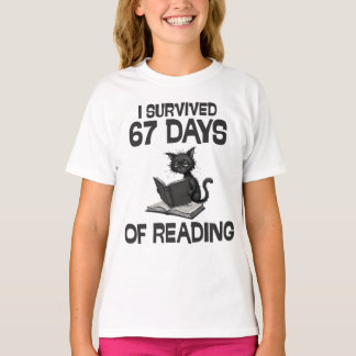 I Survived 67 Days Of Reading, Funny Cat Meme T-shirt