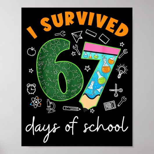 I Survived 67 Days Of School 67 Meme Science Teach Poster (Voorkant)