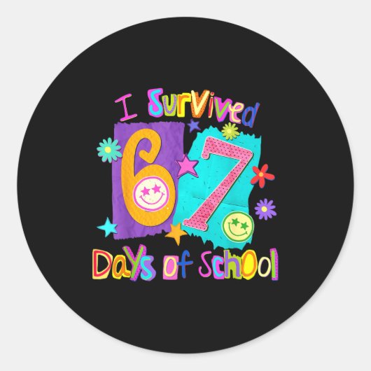 I Survived 67 Days Of School 67 Meme Student Teach Ronde Sticker (Voorkant)