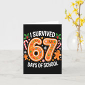 I Survived 67 Days Of School Christmas Candy Cane Kaart (Gele Bloem)