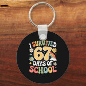 I Survived 67 Days Of School Funny 100th Day Desig Sleutelhanger (Voorkant)