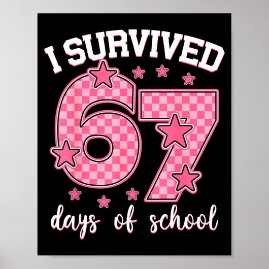 I Survived 67 Days Of School Funny 67 Meme Teacher Poster (Voorkant)
