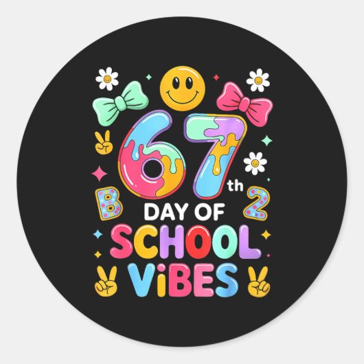 I Survived 67 Days Of School Funny 67 Teachers Stu Ronde Sticker (Voorkant)