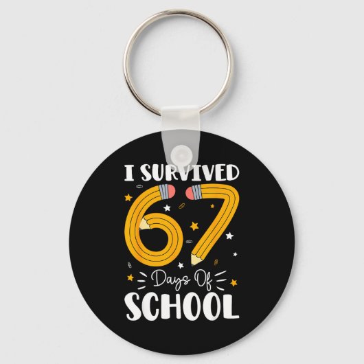 I Survived 67 Days Of School Funny 67 Teachers Stu Sleutelhanger (Voorkant)