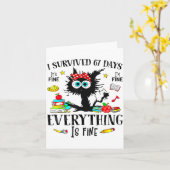 I Survived 67 Days Of School Funny Cat Six Seven M Kaart (Gele Bloem)