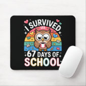 I Survived 67 Days Of School Funny Coffee Owl Scho Muismat (Met muis)