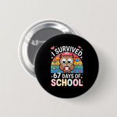 I Survived 67 Days Of School Funny Coffee Owl Scho Ronde Button 5,7 Cm (Voorkant /achterkant)