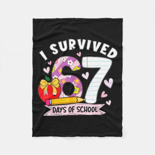 I Survived 67 Days Of School Funny Leopard Student Fleece Deken (Voorkant)